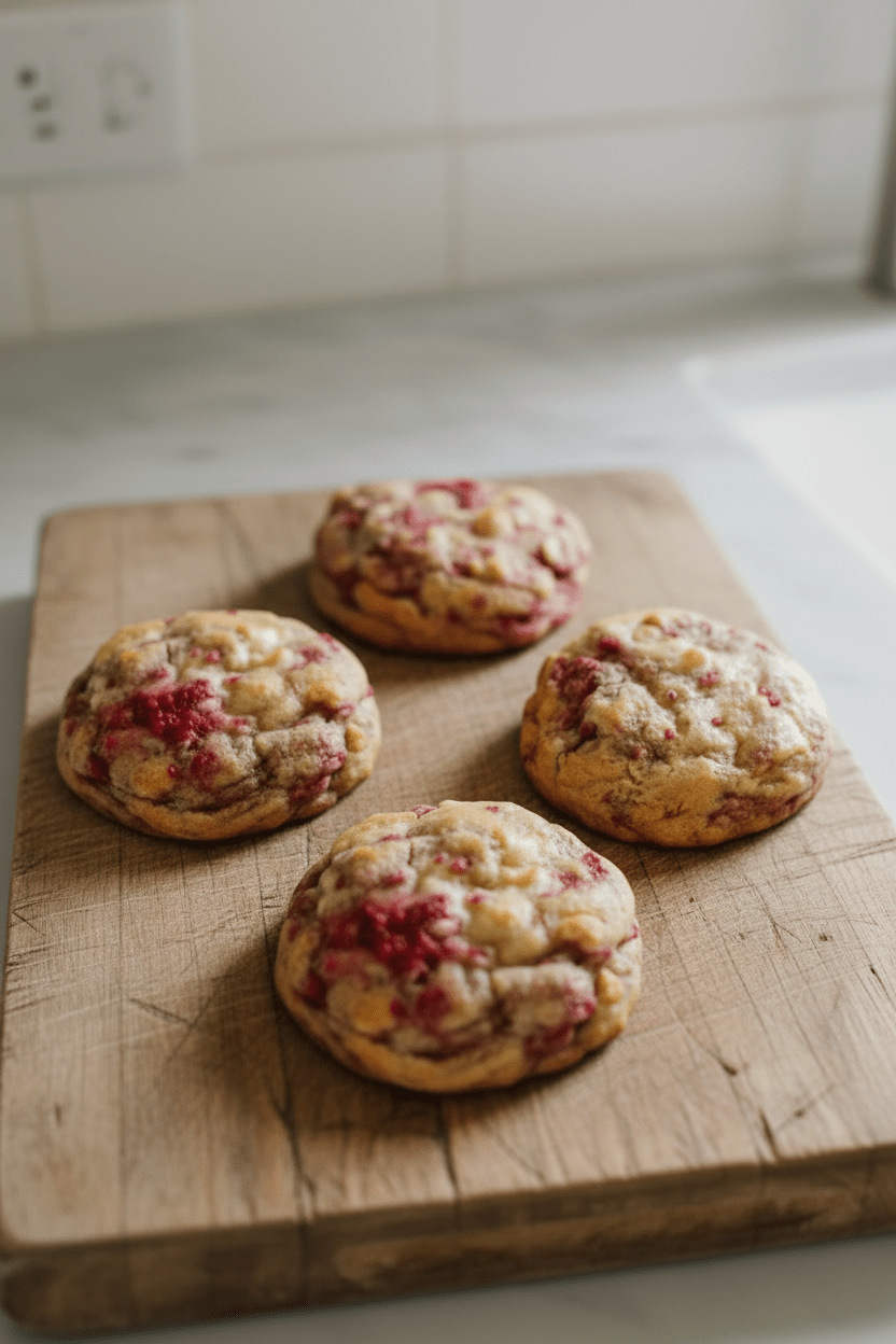 Raspberry & White Chocolate NYC chunky cookies - Baking Memories with Matilda